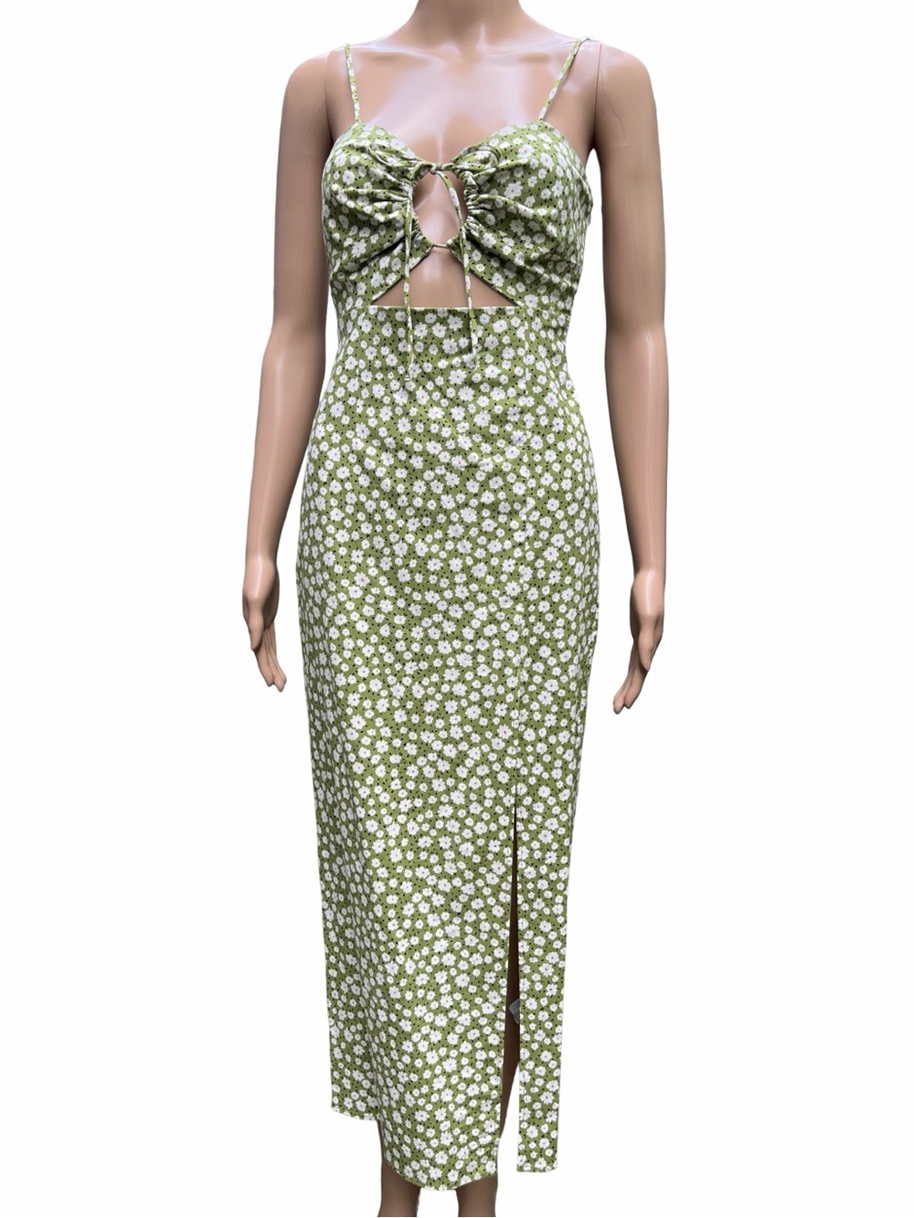 NWT Zara Linen Blend Floral Cutout Midi Dress